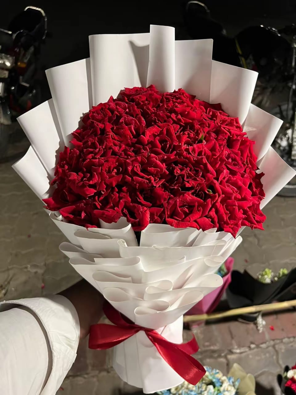 Red Roses with White Wrap